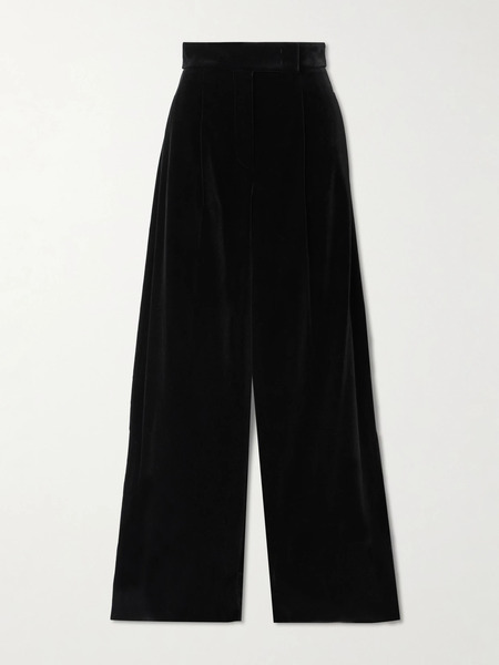  Max Mara Max Mara - Stretch-cotton Velvet Wide-leg Pants - Black 