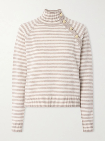  Max Mara Max Mara - Striped Cashmere Turtleneck Sweater - Ivory 