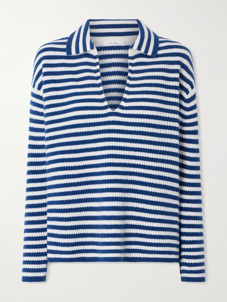  Max Mara Max Mara - Striped Ribbed Cashmere Sweater - Navy 