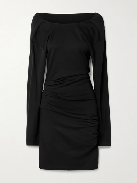  Max Mara Max Mara - Umido Gathered Wool Mini Dress - Black 