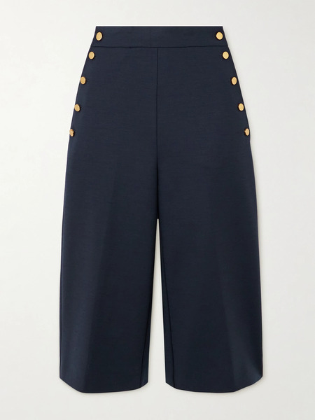  Max Mara Max Mara - Valdez Button-embellished Wool-blend Shorts - Navy 