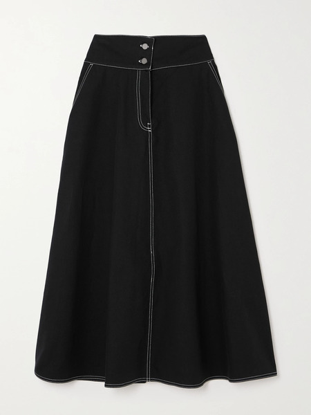  Max Mara Max Mara - Yamato Cotton And Linen-blend Midi Skirt - Black 