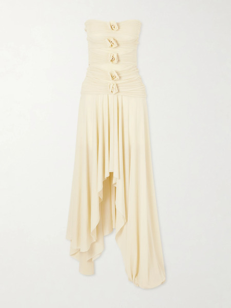  Maygel Coronel Maygel Coronel - Andi Draped Jersey Maxi Dress - Cream 