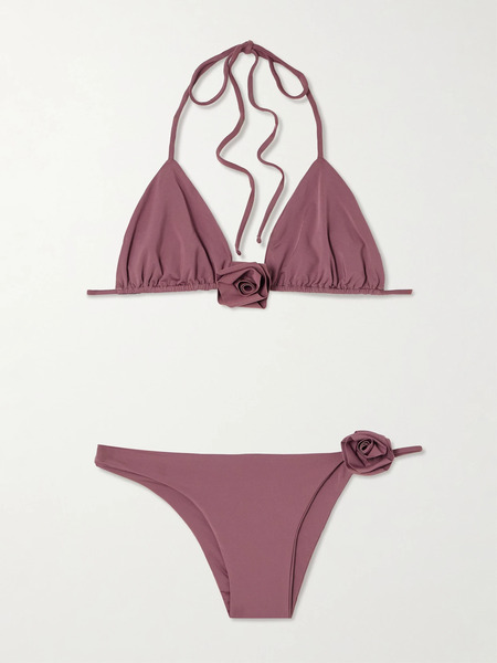  Maygel Coronel Maygel Coronel - Chipi Appliquéd Triangle Bikini - Purple 