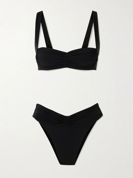  Maygel Coronel Maygel Coronel - Guandú Ruched Bikini - Black 