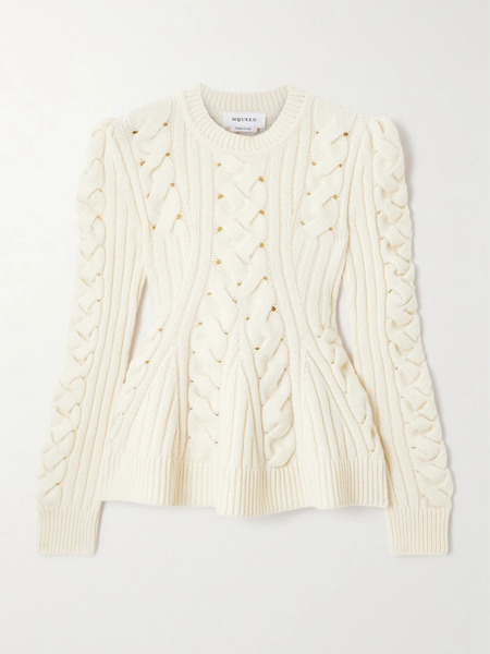  Mcqueen Mcqueen - Cable-knit Wool And Cashmere-blend Sweater - Ivory 