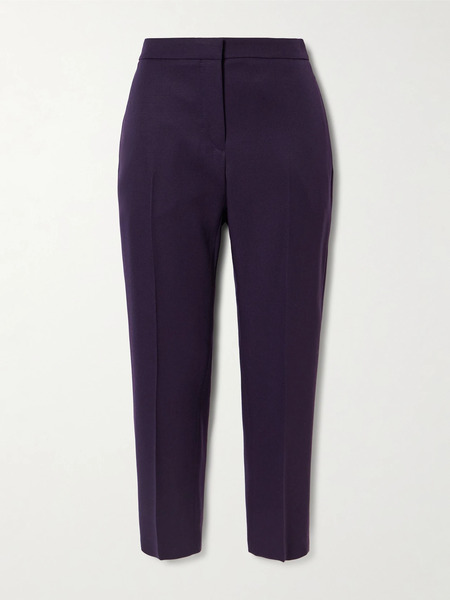  Mcqueen Mcqueen - Cropped Grain De Poudre Wool Tapered Pants - Purple 