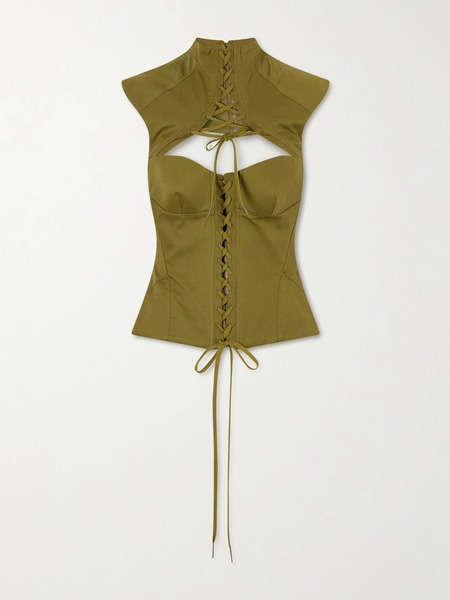  Mcqueen Mcqueen - Cut-out Cotton-twill Top - Army Green 