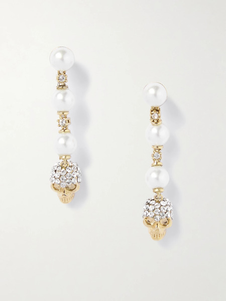  Mcqueen Mcqueen - Gold-tone, Pearl-like And Crystal Earrings - White 