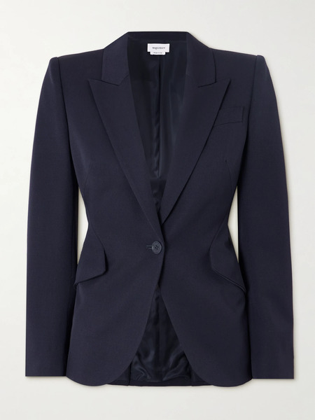  Mcqueen Mcqueen - Grain De Poudre Wool Blazer - Navy 