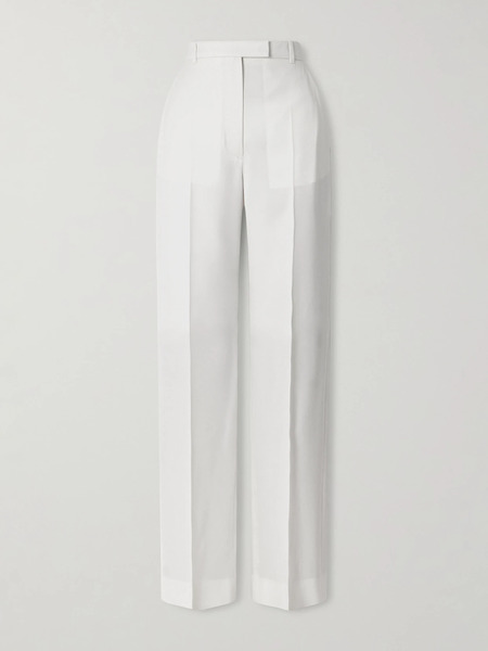  Mcqueen Mcqueen - Grain De Poudre Wool Straight-leg Pants - White 