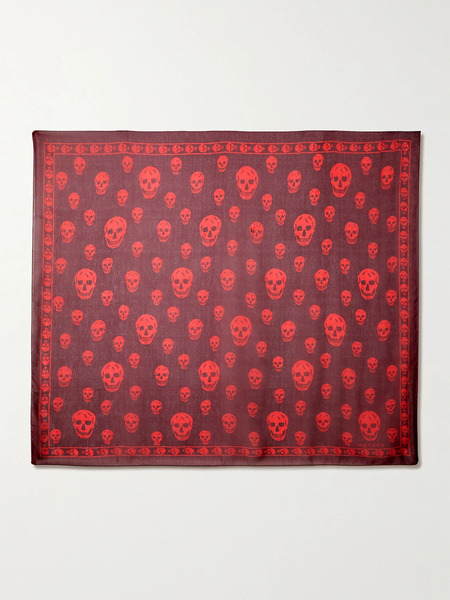  Mcqueen Mcqueen - Printed Silk-chiffon Scarf - Red 