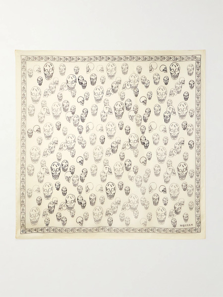  Mcqueen Mcqueen - Printed Silk Scarf - Ivory 