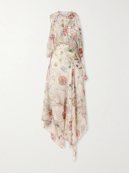  Mcqueen Mcqueen - Ruffled Floral-print Silk-chiffon Midi Dress - Ivory 