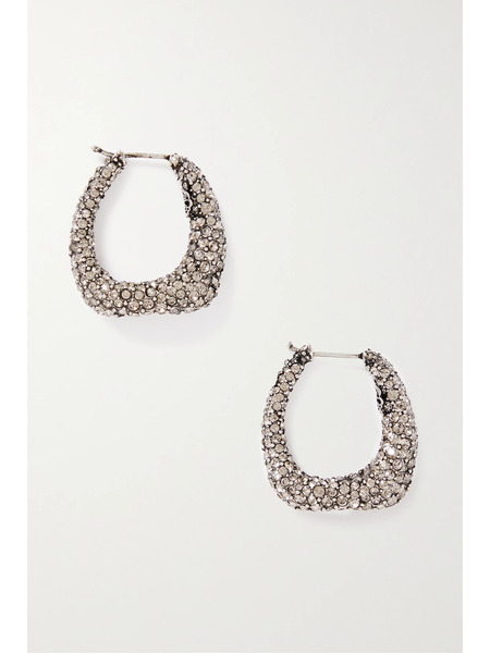  Mcqueen Mcqueen - Silver-tone Swarovski Crystal Hoop Earrings - One Size 