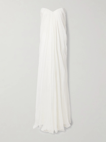  Mcqueen Mcqueen - Strapless Draped Silk-chiffon Bustier Gown - White 