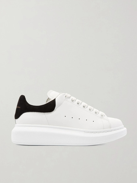  Mcqueen Mcqueen - Suede-trimmed Leather Exaggerated-sole Sneakers - White 