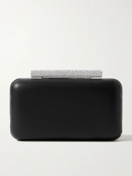  Mcqueen Mcqueen - T-bar Crystal-embellished Leather Clutch - Black 