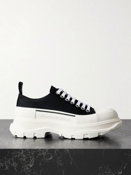  Mcqueen Mcqueen - Tread Slick Canvas Exaggerated-sole Sneakers - Black 
