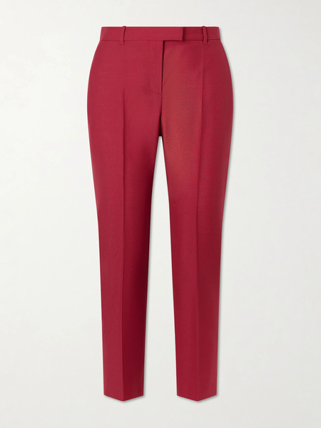  Mcqueen Mcqueen - Wool And Mohair-blend Straight-leg Pants - Red 