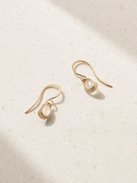  Melissa Joy Manning Melissa Joy Manning - Crescent Moon 14-karat Recycled Gold, Diamond And Moonstone Earrings - One Size 