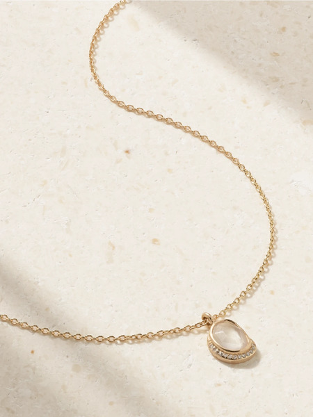  Melissa Joy Manning Melissa Joy Manning - Crescent Moon 14-karat Recycled Gold, Moonstone And Diamond Necklace - One Size 