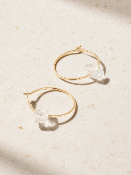  Melissa Joy Manning Melissa Joy Manning - 14-karat Recycled Gold Herkimer Diamond Hoop Earrings - One Size 