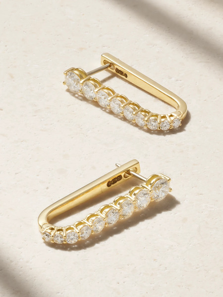  Melissa Kaye Melissa Kaye - Aria U 18-karat Gold Diamond Hoop Earrings - One Size 
