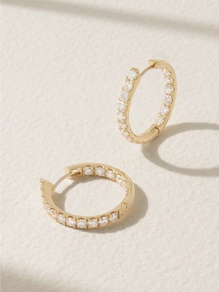  Melissa Kaye Melissa Kaye - Clara Medium 18-karat Gold Diamond Hoop Earrings - One Size 