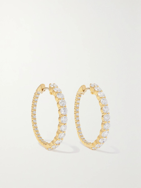  Melissa Kaye Melissa Kaye - Lenox Small 18-karat Gold Diamond Hoop Earrings - One Size 