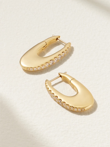  Melissa Kaye Melissa Kaye - Lulu Medium 18-karat Gold Diamond Hoop Earrings - One Size 
