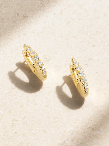  Melissa Kaye Melissa Kaye - Lulu Small 18-karat Gold Diamond Hoop Earrings - One Size 
