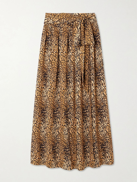  Melissa Odabash Melissa Odabash - Elsa Belted Leopard-print Jersey Maxi Wrap Skirt - Leopard Print 