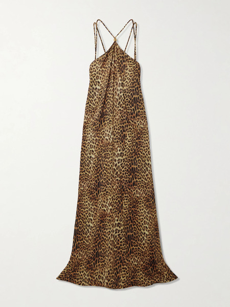  Melissa Odabash Melissa Odabash - Sage Leopard-print Voile Halterneck Maxi Dress - Leopard Print 