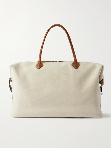  Métier Métier - Vérité Weekend Leather-trimmed Linen-canvas Tote - Beige 