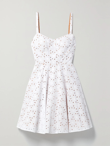  Michael Kors Collection Michael Kors Collection - Broderie Anglaise Cotton-blend Mini Dress - White 