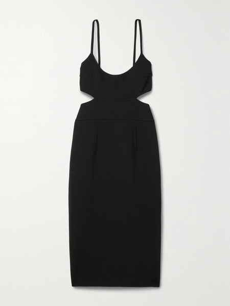  Michael Kors Collection Michael Kors Collection - Cutout Wool-blend Midi Dress - Black 