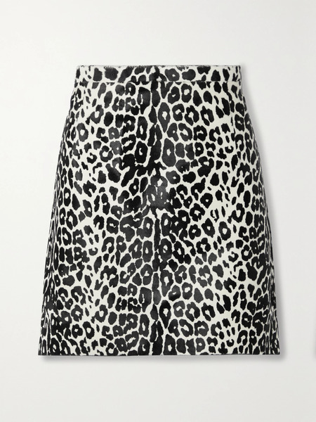  Michael Kors Collection Michael Kors Collection - Leopard-print Calf Hair Mini Skirt - Black 