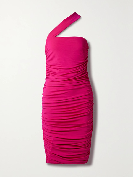  Michael Kors Collection Michael Kors Collection - One-shoulder Ruched Stretch-crepe Midi Dress - Fuchsia 
