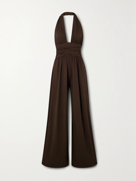  Michael Kors Collection Michael Kors Collection - Stretch-crepe Halterneck Jumpsuit - Brown 