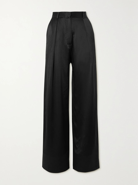  Michael Lo Sordo Michael Lo Sordo - Boy Silk-satin Wide-leg Pants - Black 