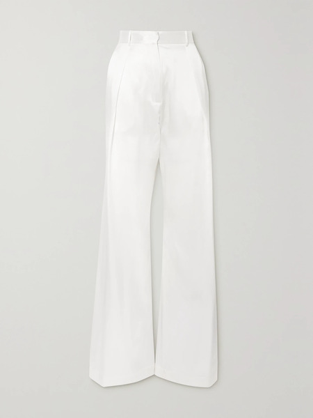  Michael Lo Sordo Michael Lo Sordo - Boy Silk-satin Wide-leg Pants - White 