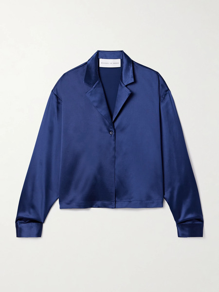  Michael Lo Sordo Michael Lo Sordo - Cropped Silk-satin Shirt - Navy 