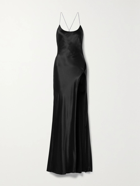  Michael Lo Sordo Michael Lo Sordo - Crystal-embellished Silk-satin Gown - Black 
