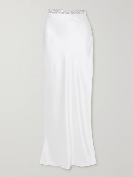  Michael Lo Sordo Michael Lo Sordo - Crystal-embellished Silk-satin Maxi Skirt - White 