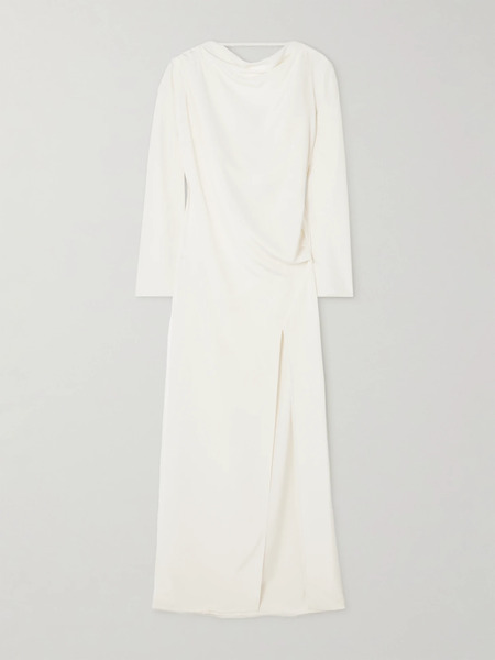  Michael Lo Sordo Michael Lo Sordo - Draped Silk-faille Gown - White 