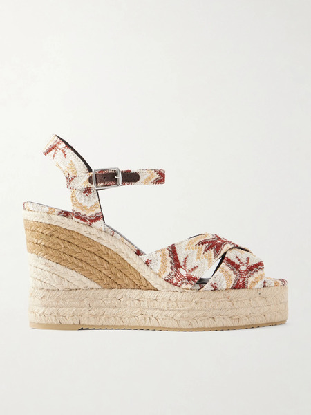  Missoni Missoni - Carmen Striped Woven Wedge Sandals - Beige 