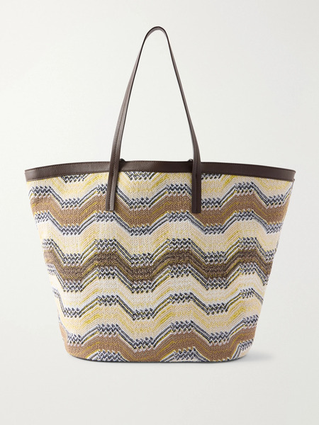  Missoni Missoni - Leather-trimmed Striped Woven Tote - Yellow 