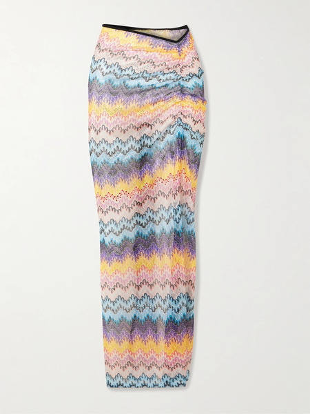  Missoni Missoni - Mare Embellished Printed Metallic Mesh Maxi Skirt - Blue 