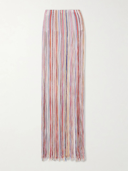  Missoni Missoni - Mare Fringed Striped Metallic Crochet-knit Maxi Dress - Multi 